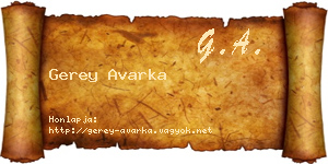 Gerey Avarka névjegykártya